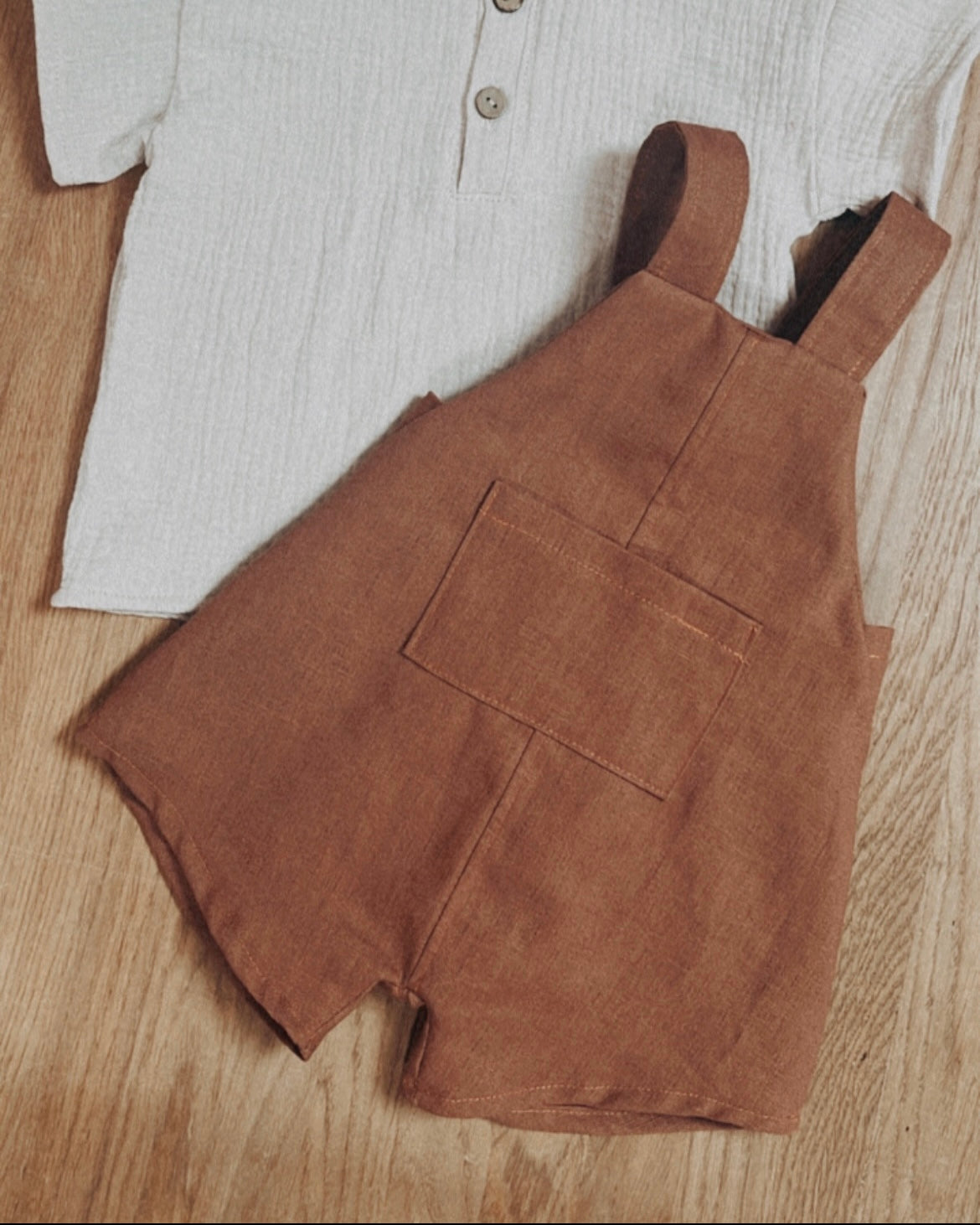 Vintage Leinen Latzhose Cognac