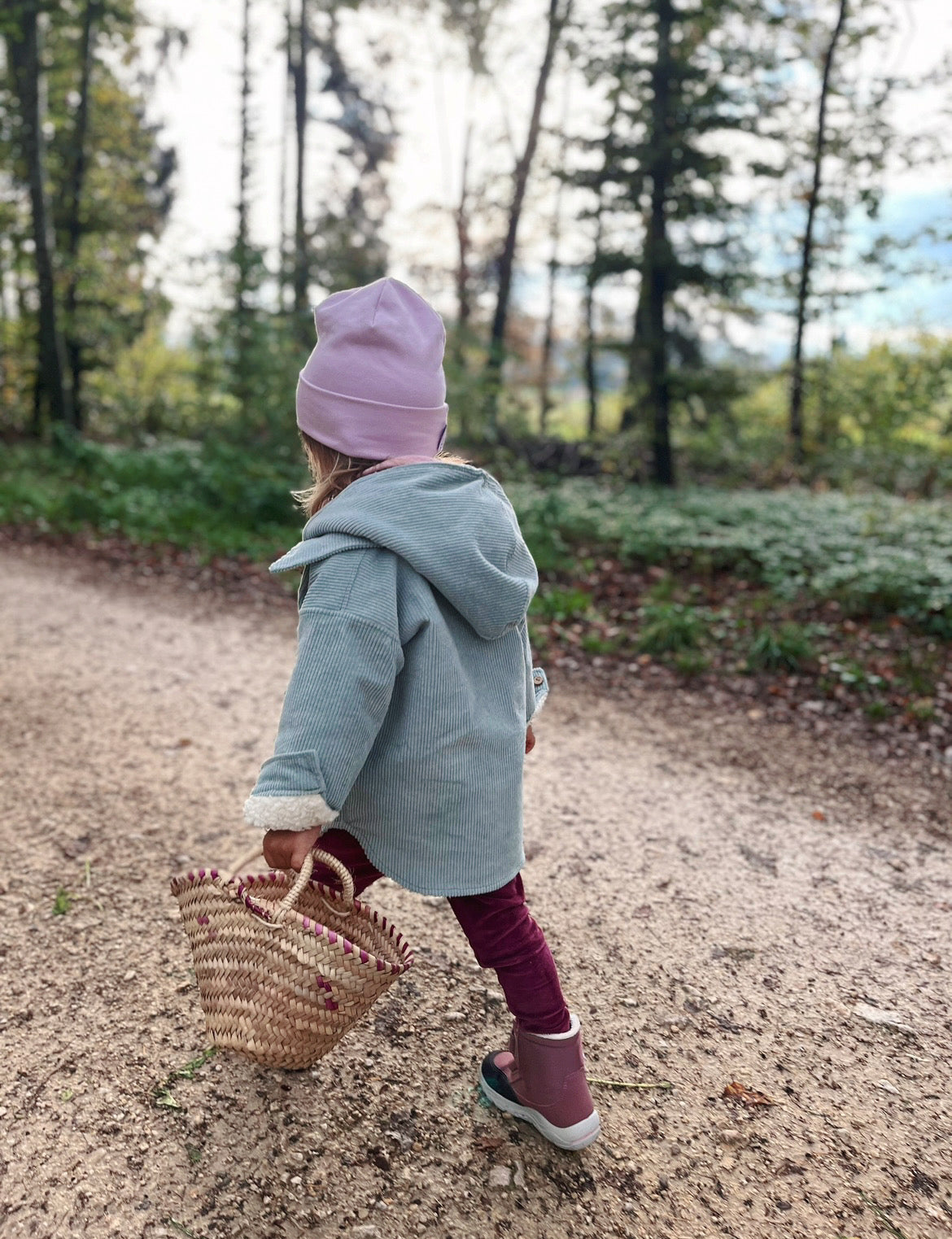 Oversize Cord Hemdjacke mit Kapuze „Mint“