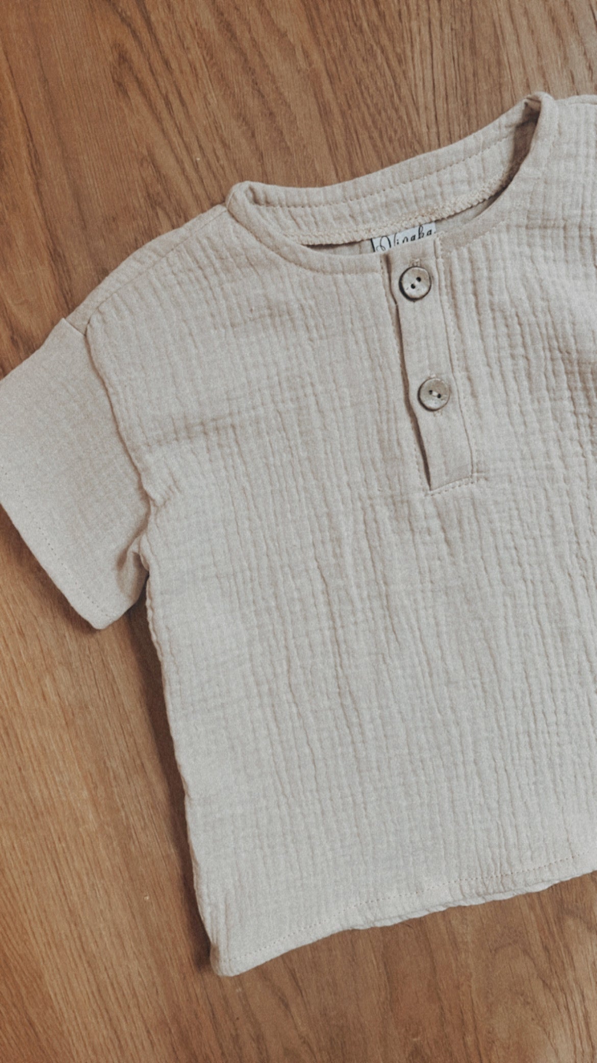 Musselin Kurzarmhemd Beige