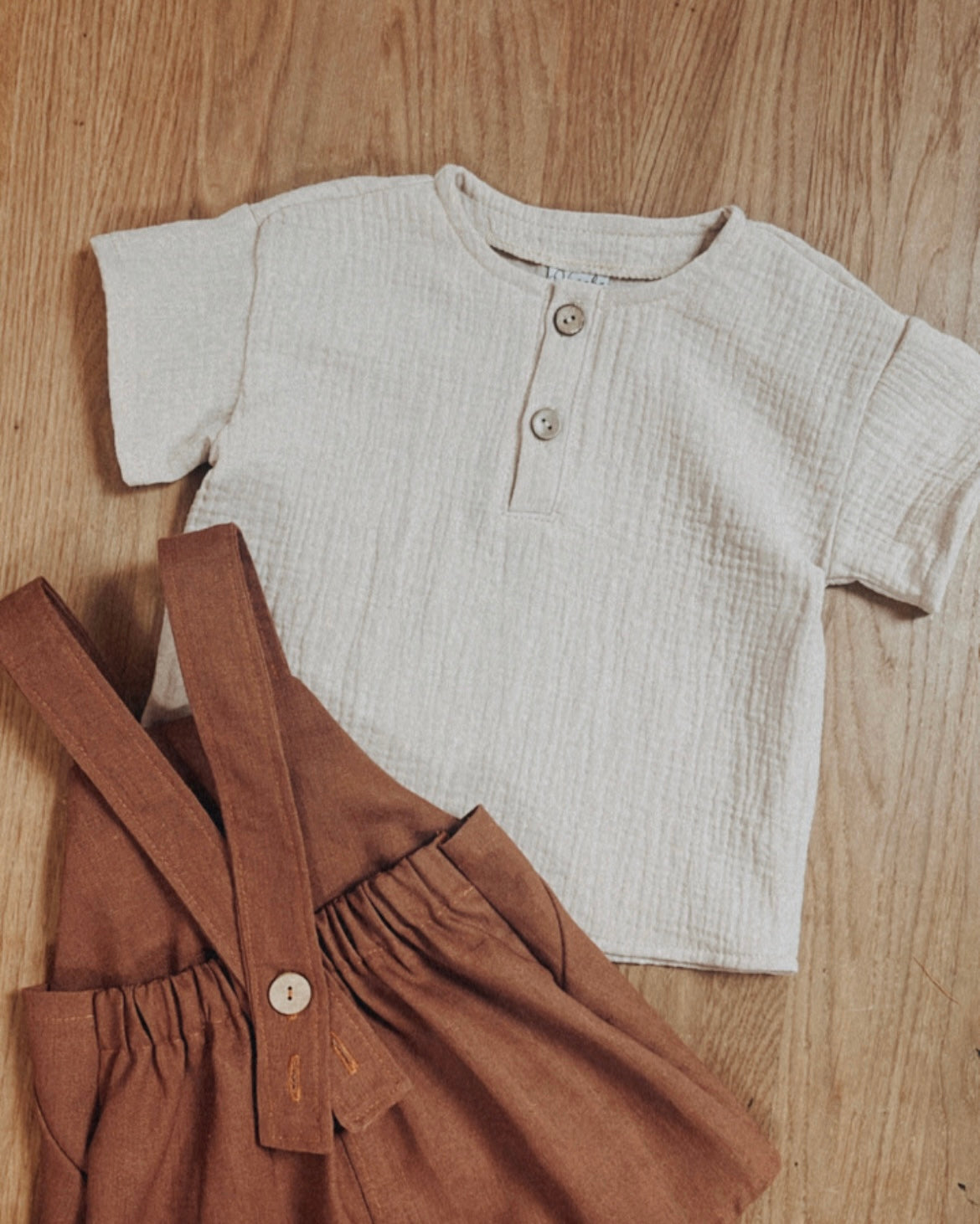 Musselin Kurzarmhemd Beige