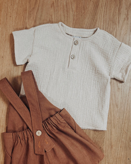 Musselin Kurzarmhemd Beige