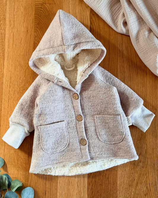 Wollwalk-Jacke „Beige“ mit Teddyfutter